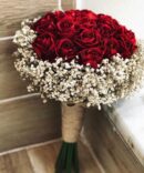 Dried baby breath and red roses(preorder)