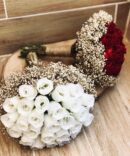 Dried baby breath and silk flower